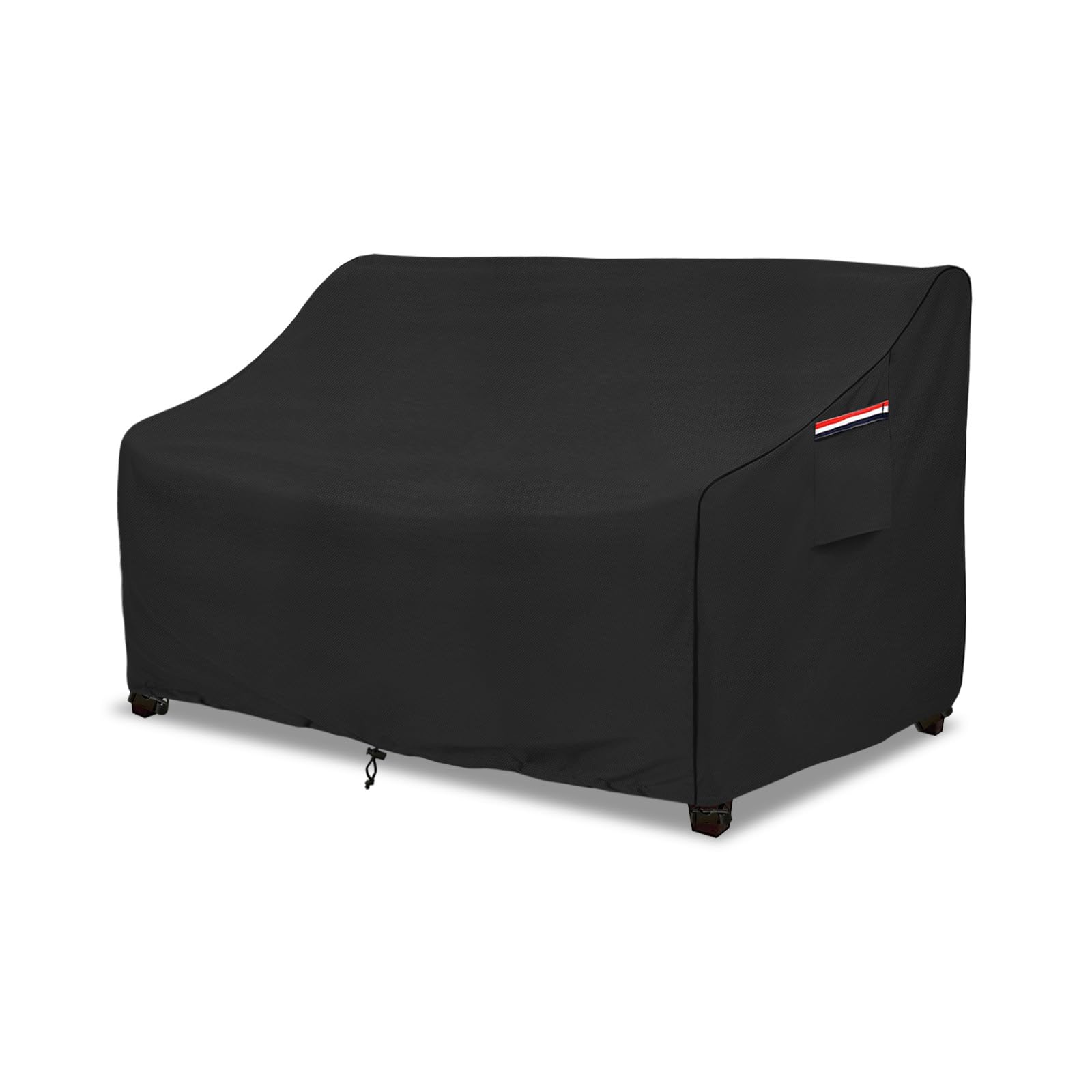 okcool front view of black two-seater sofa cover showing full fit and protection
