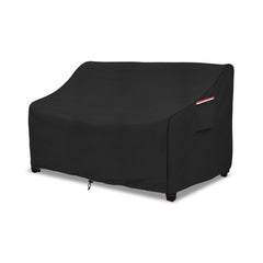 okcool front view of black two-seater sofa cover showing full fit and protection