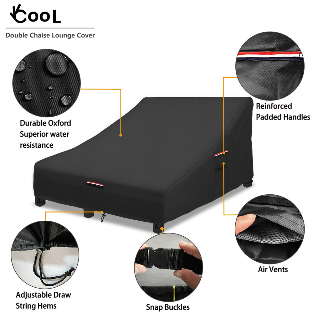 Okcool cover on outdoor lounge in garden demonstrating weather protection
