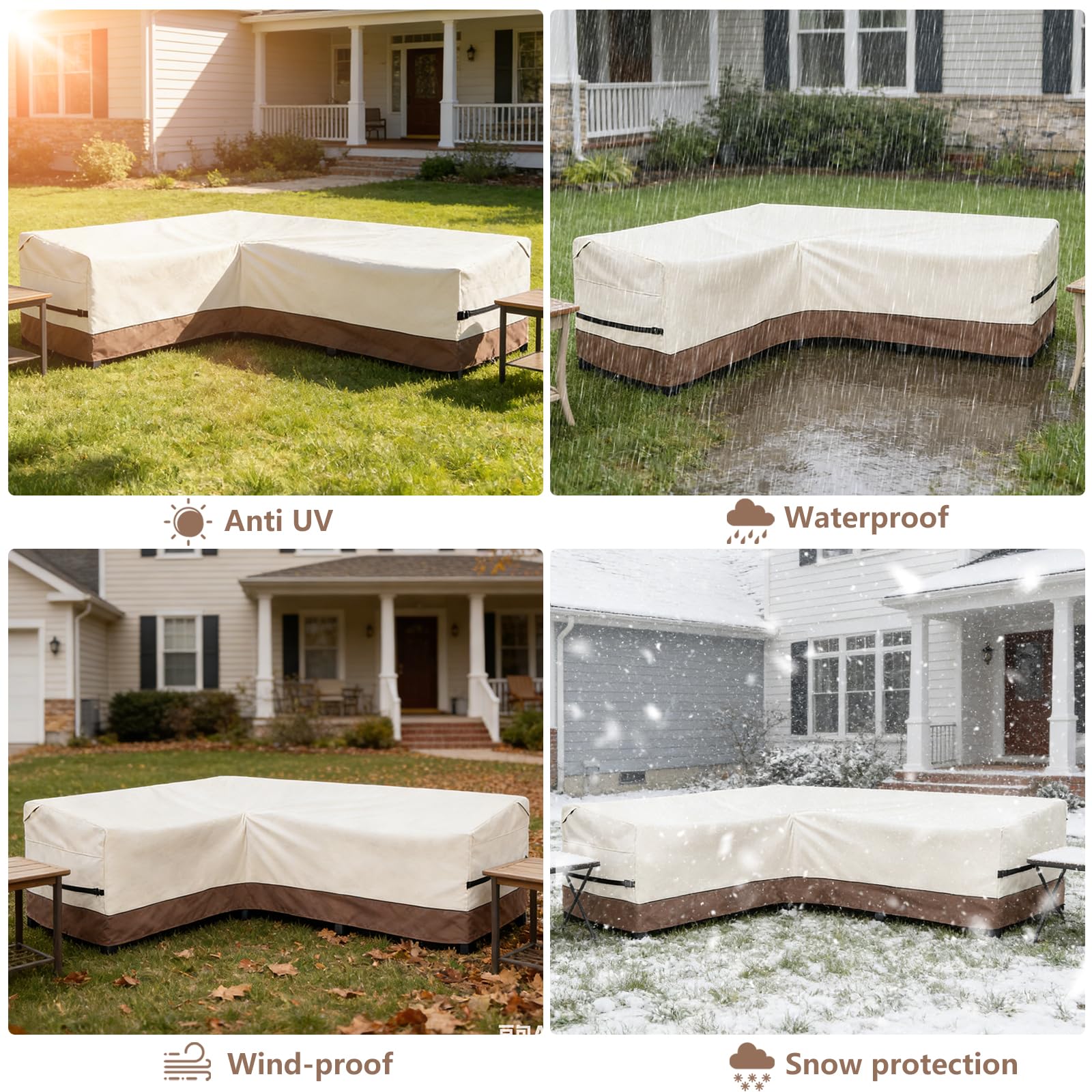 okcool lifestyle scene of covered patio sectional protecting furniture outdoors