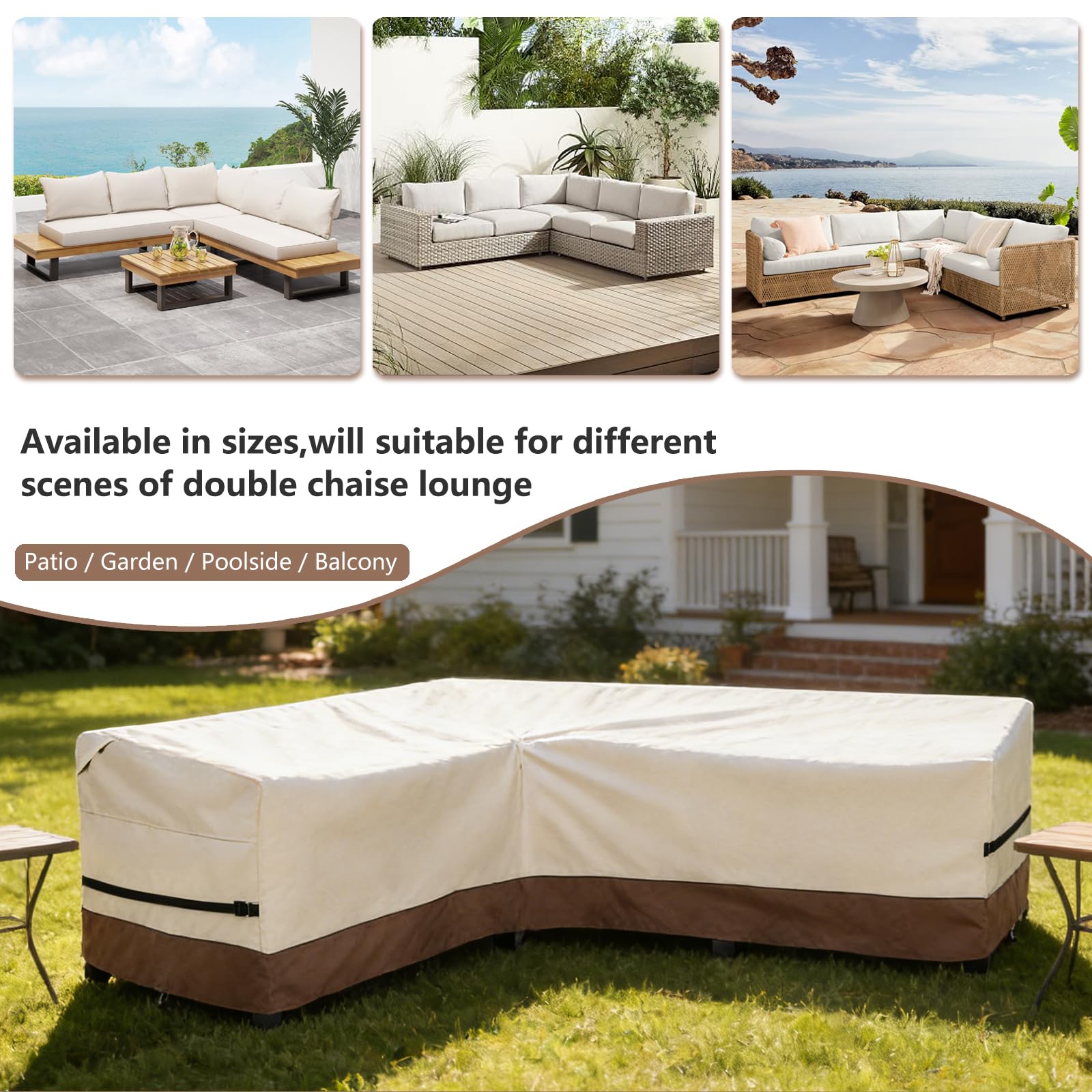 okcool image of click-close straps securing cover to sofa legs for wind stability