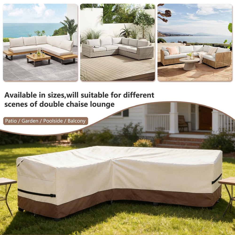 okcool image of click-close straps securing cover to sofa legs for wind stability