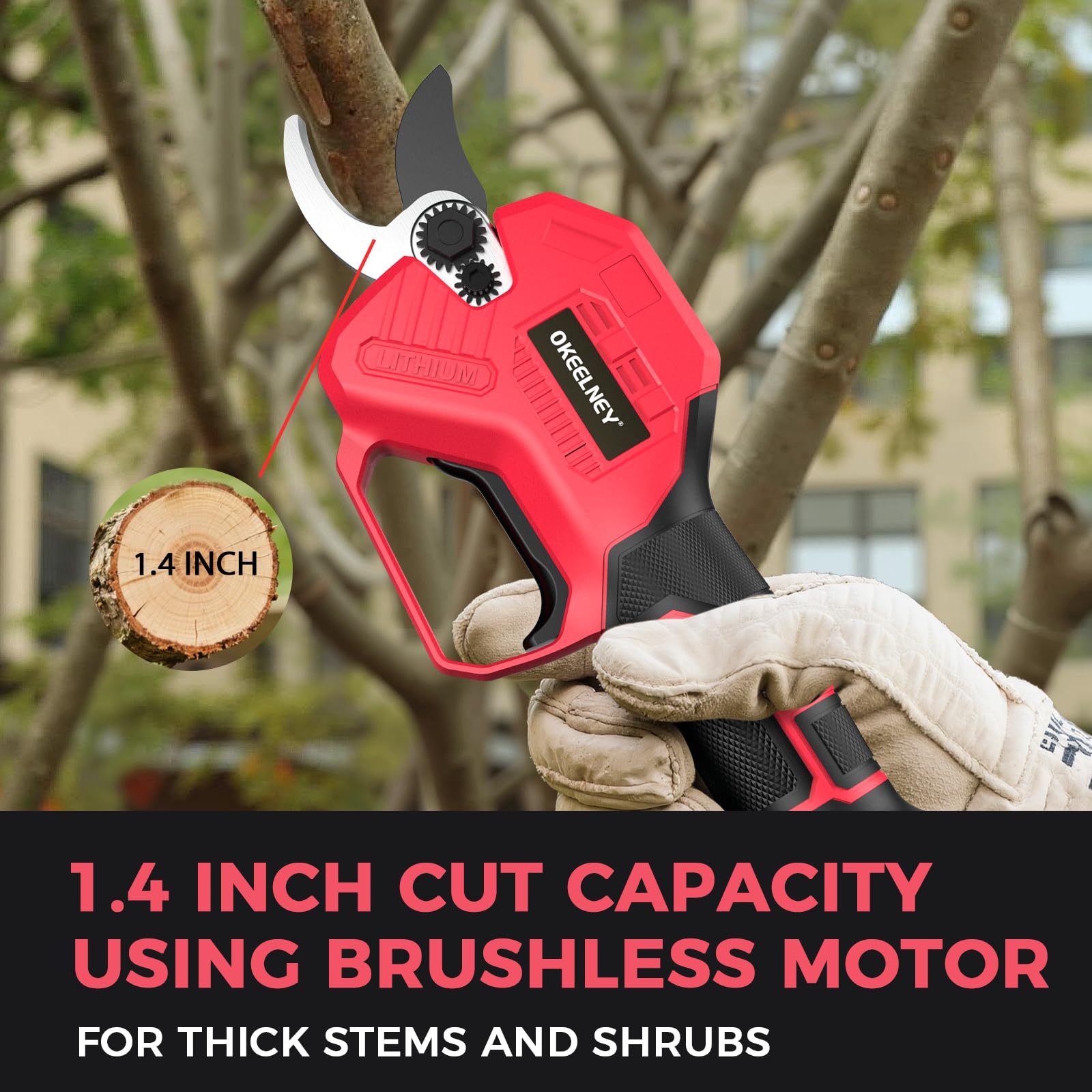 Okeelney LED work light illuminated for precise cutting in dim areas