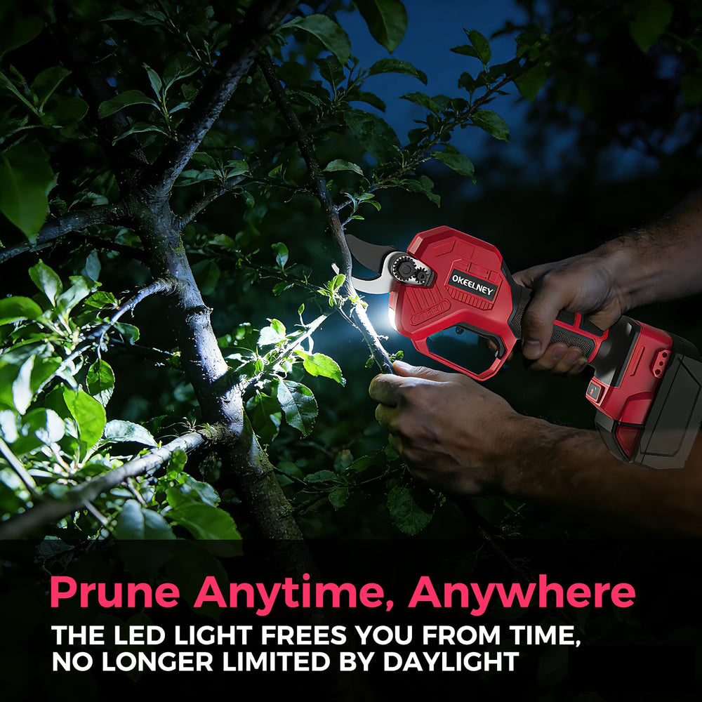 Okeelney pruner in hand to show scale and comfortable grip for reduced strain
