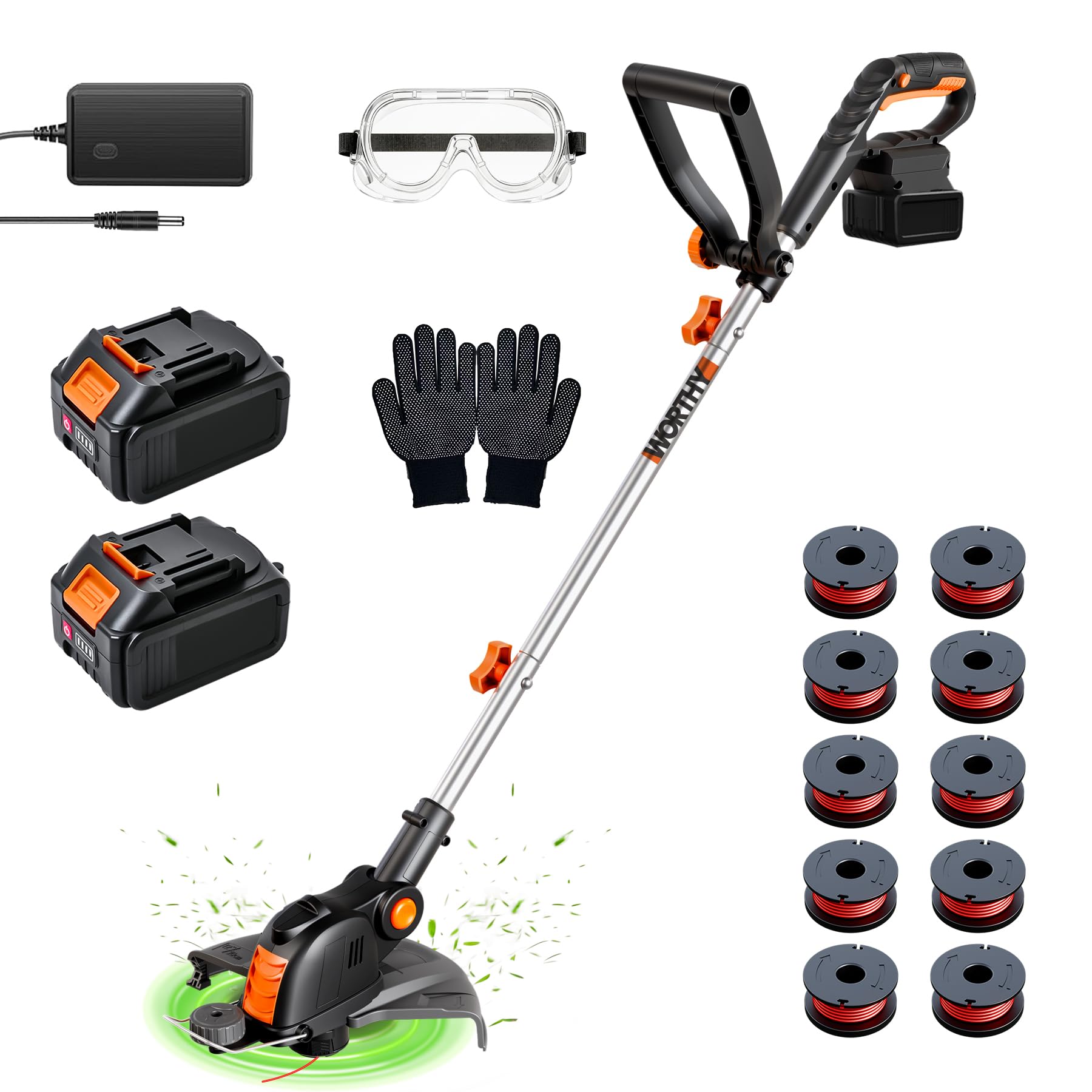 OKIE HOME front view showing lightweight cordless trimmer for easy lawn care