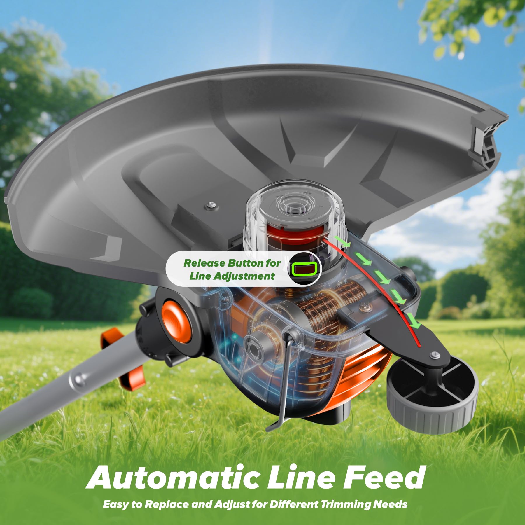 OKIE HOME telescoping shaft adjustment demonstrating customized user height fit