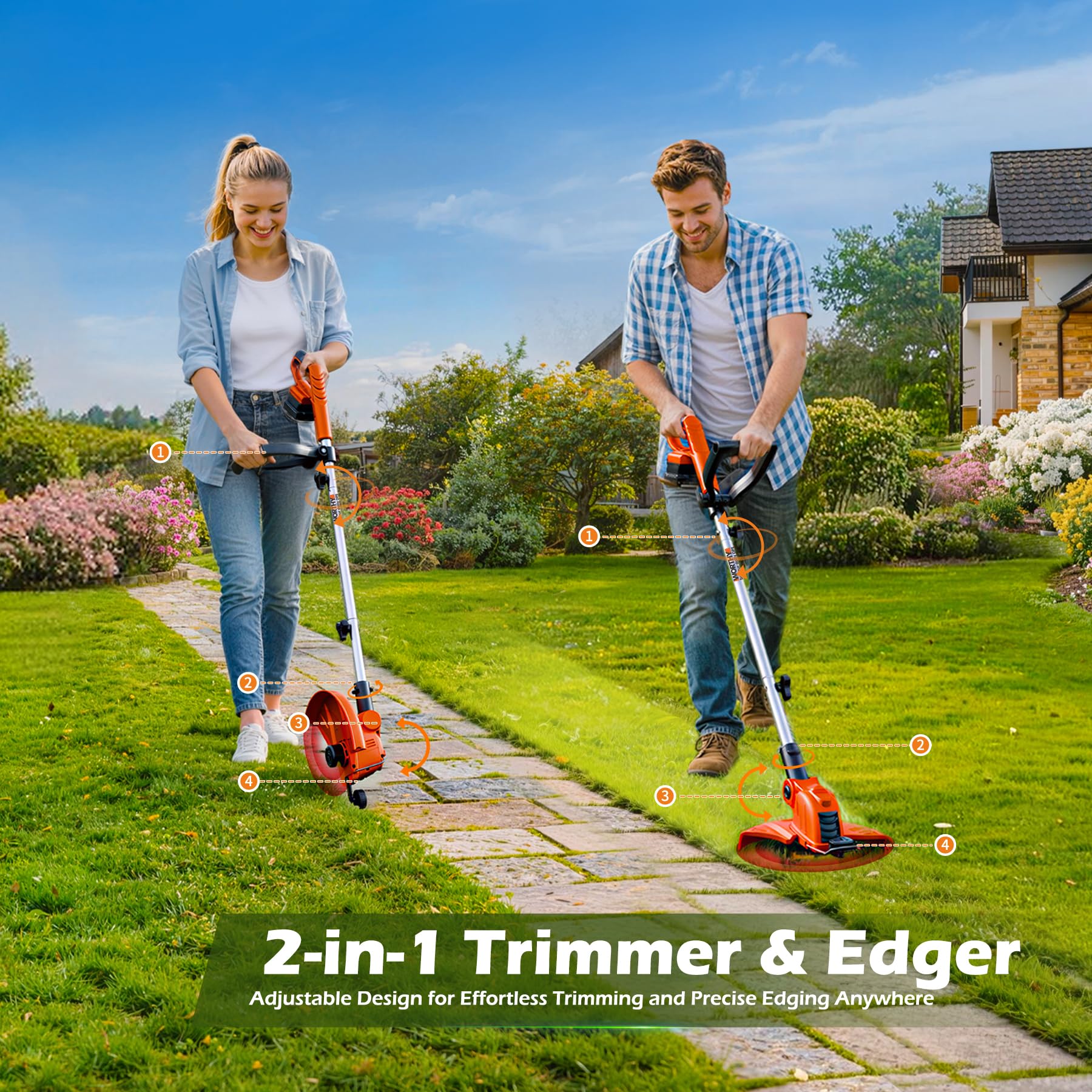 OKIE HOME close-up of trimmer spool highlighting easy line feed and quick maintenance