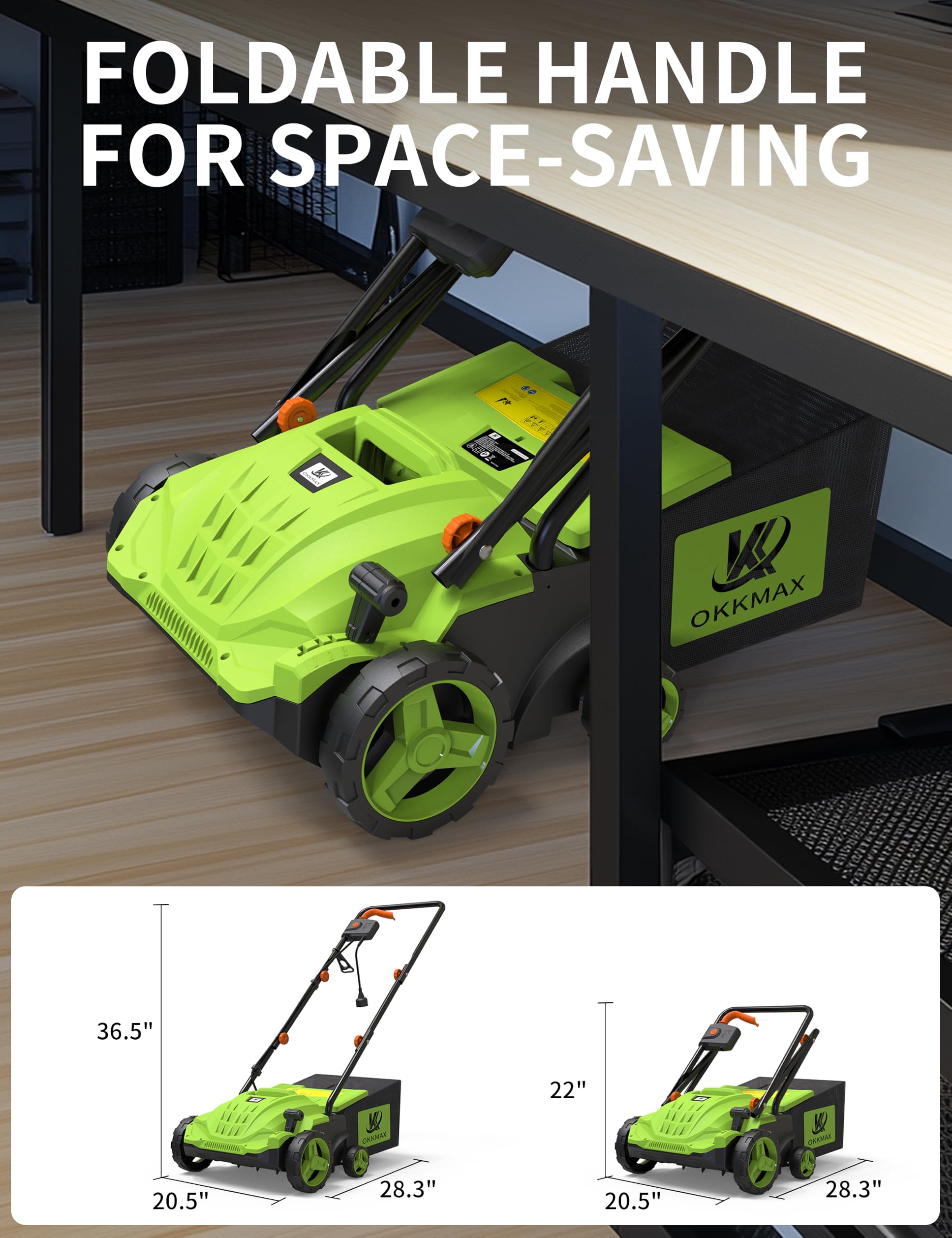 OKKMAX folded handle demonstrating compact storage and effortless transport