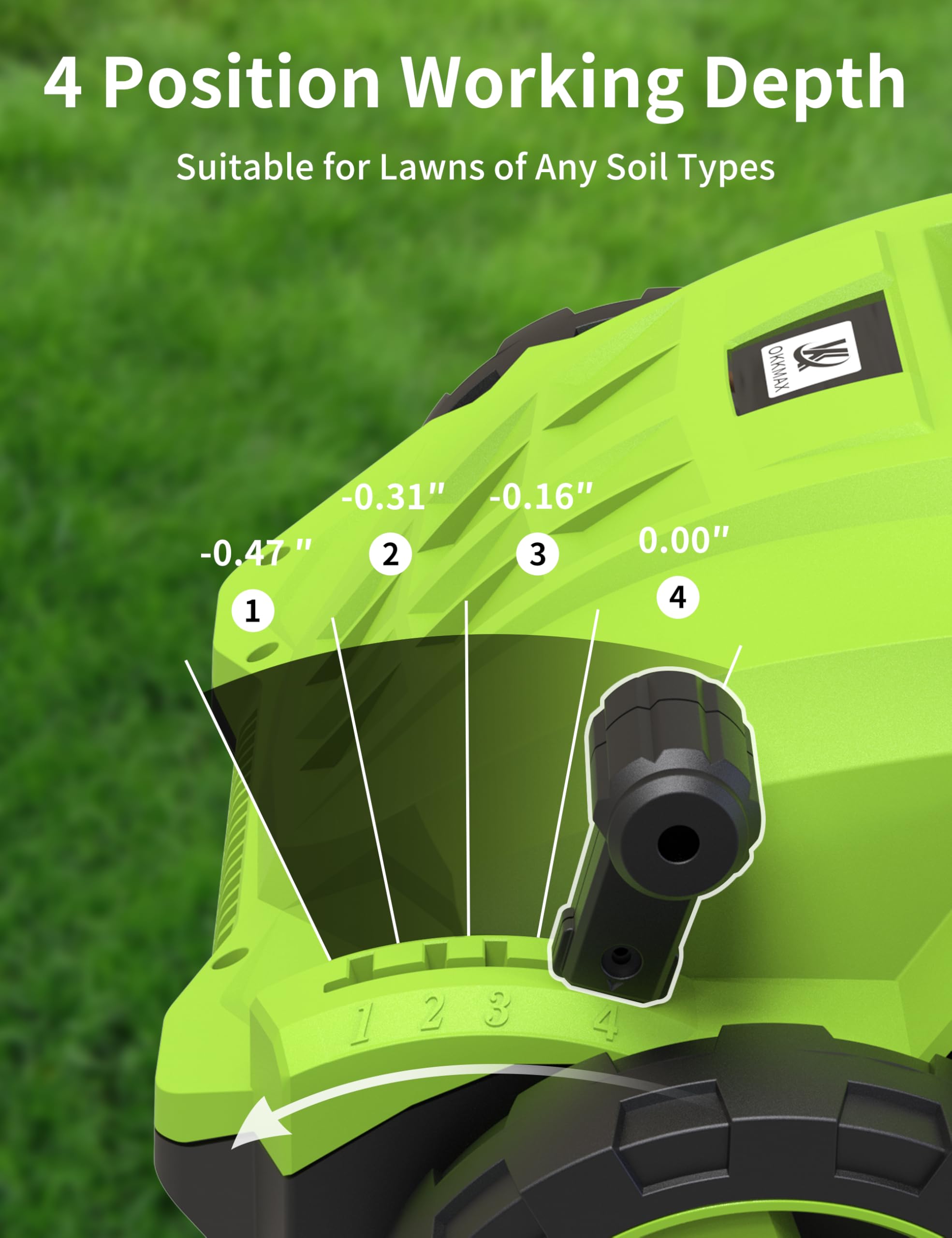 OKKMAX being used on lawn improving airflow and nutrient uptake