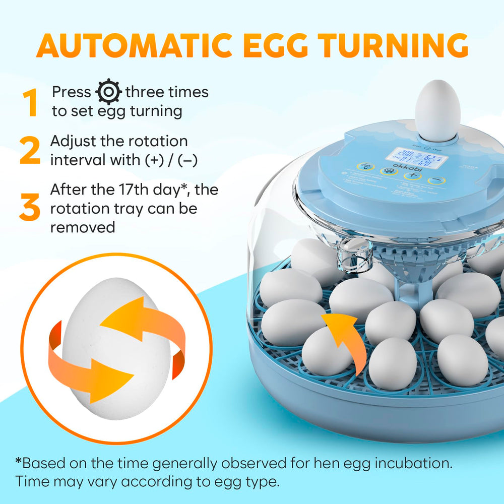 OKKÖBI gentle automatic turning mechanism close-up, promotes even embryo development