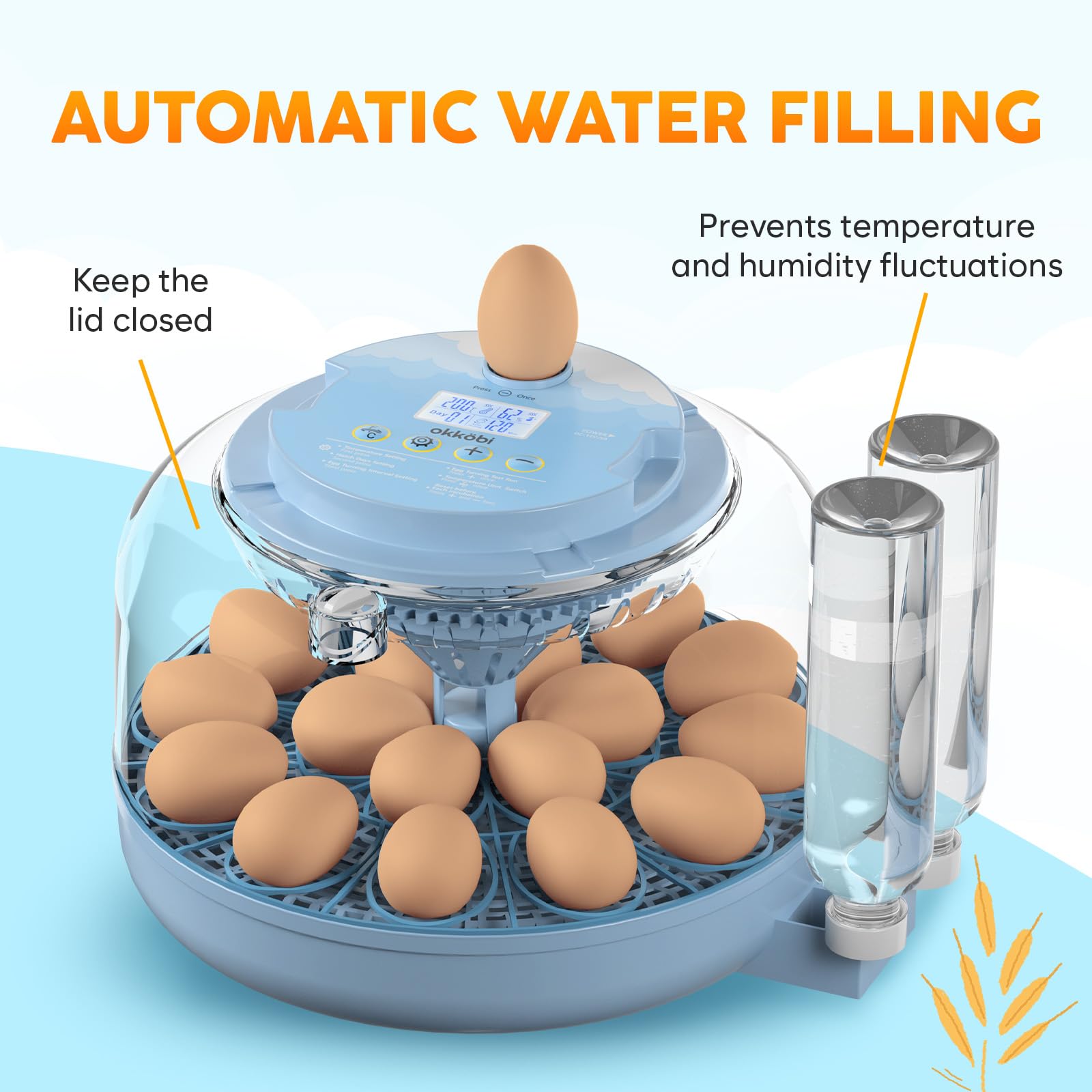 OKKÖBI interchangeable trays for small and large eggs, supports multiple species