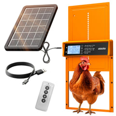 OKKÖBI front view of automatic coop door showing secure closure and convenience