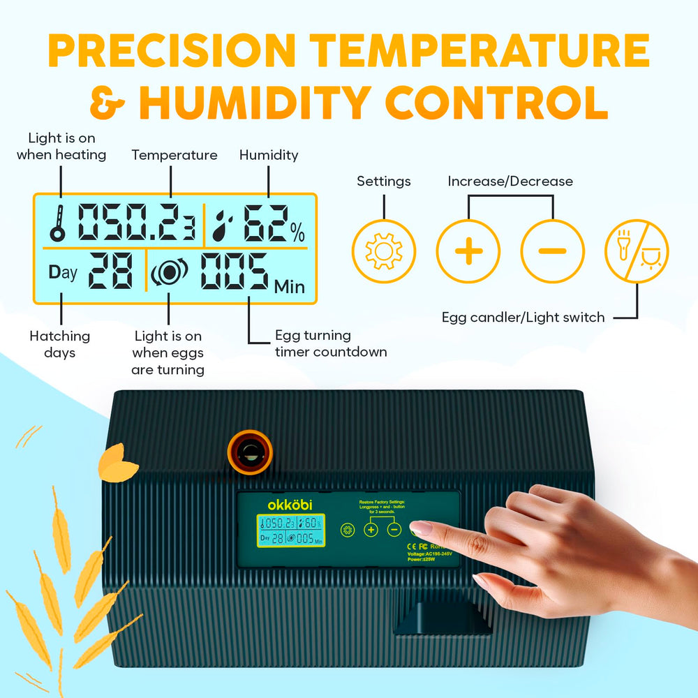 OKKÖBI M10 clear lid detail highlighting visibility for safe egg observation