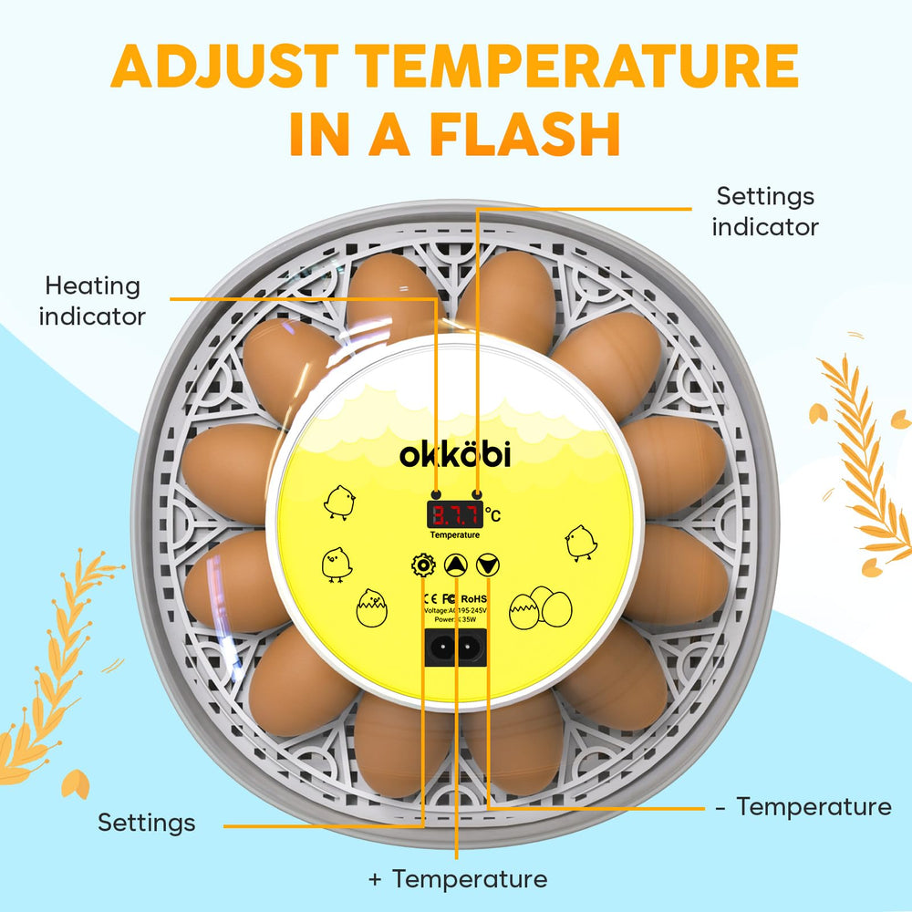 OKKÖBI control panel closeup with LED display for precise temperature monitoring