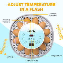 OKKÖBI control panel close-up with temperature display and buttons