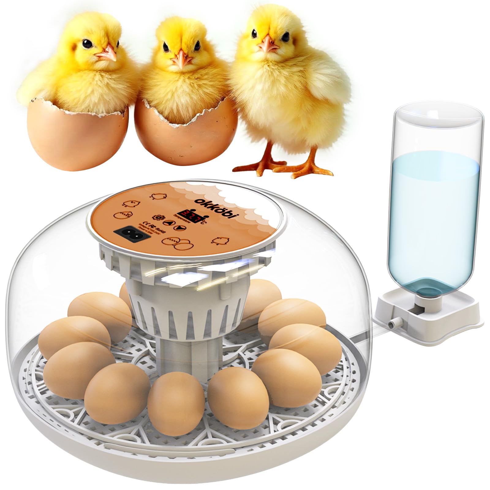 OKKÖBI front view showing incubator design and easy access benefit