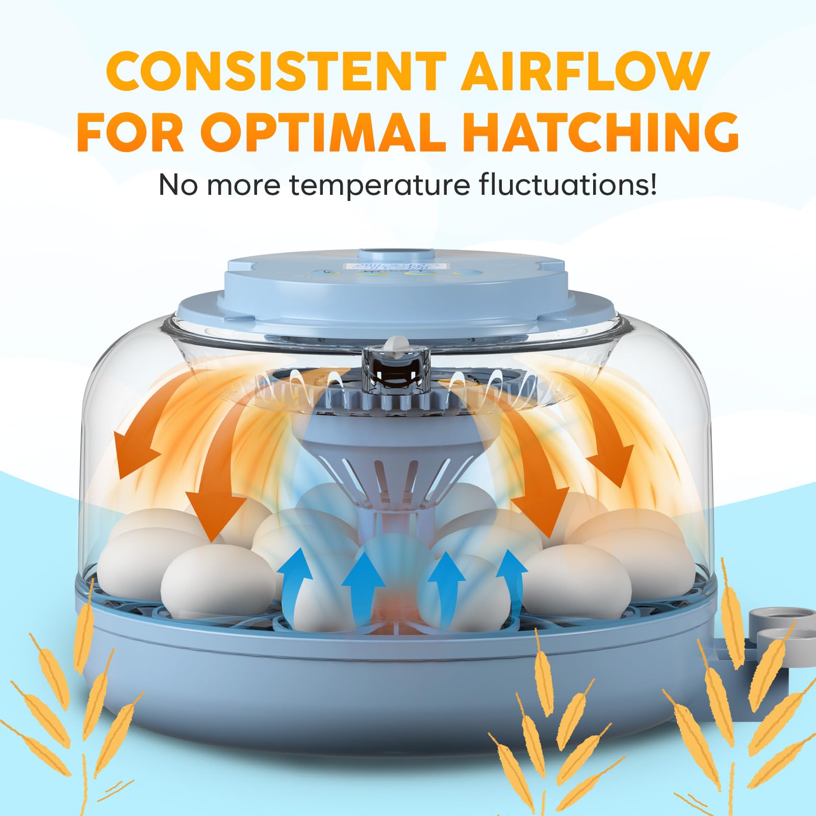 OKKÖBI incubator on counter for scale, ideal for home and classroom hatchings