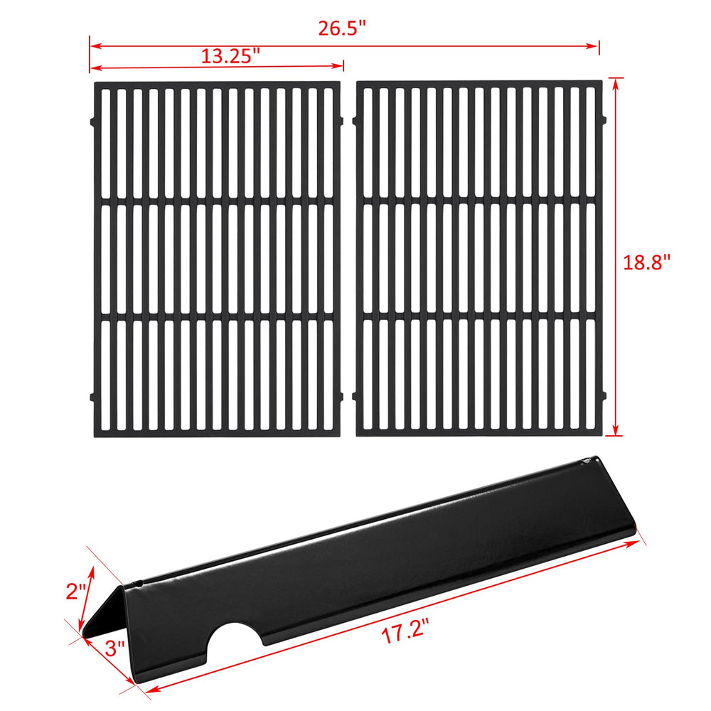 Close-up of Oklagarden cast-iron grate texture showing heavy gauge iron and improved heat retention