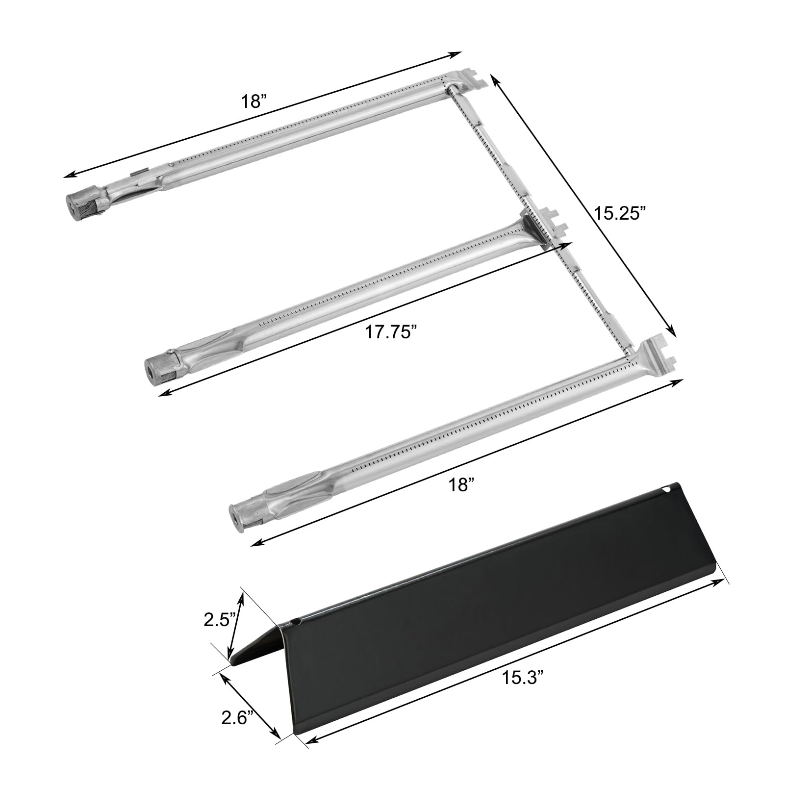 Oklagarden crossover burner fitted between tubes, promoting even heat across cooking surface