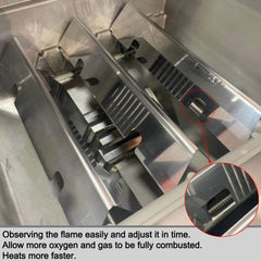 Oklagarden close-up of flavorizer bars displaying thicker metal and heat protection benefit