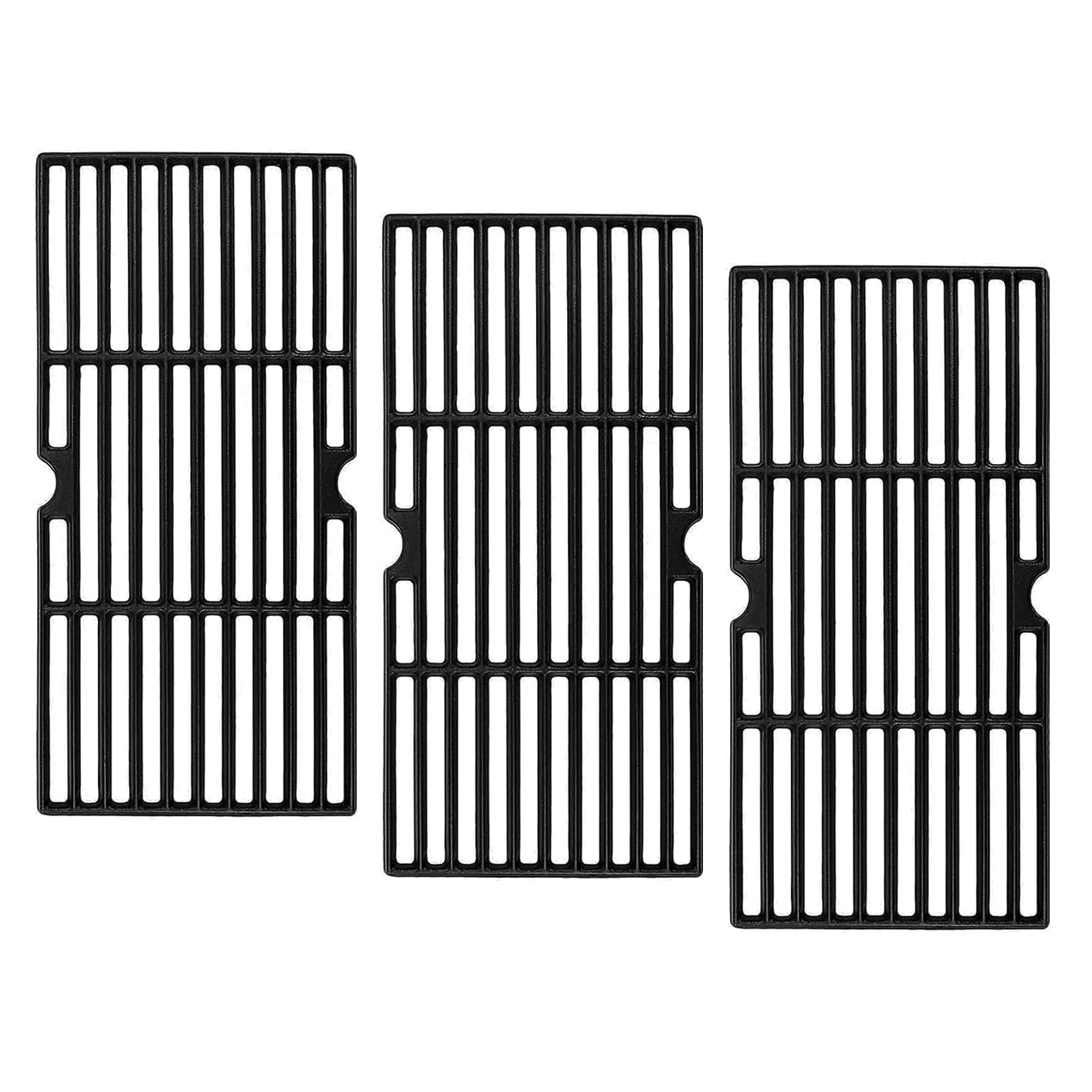 Oklagarden front view of three cast-iron grates showing fit and finish and reliable replacement