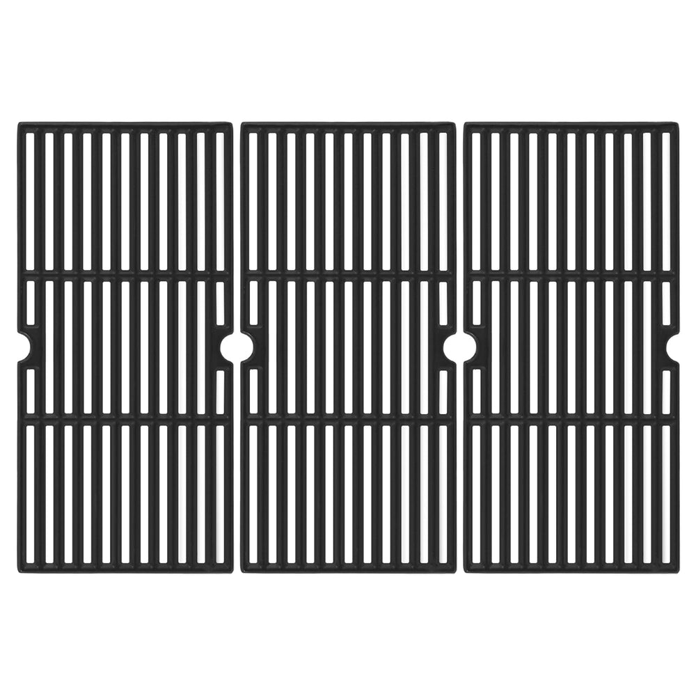 Oklagarden front view of three cast-iron grates showing fit and finish for reliable heat