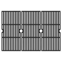 Oklagarden front view of three cast-iron grates showing fit and finish for reliable heat