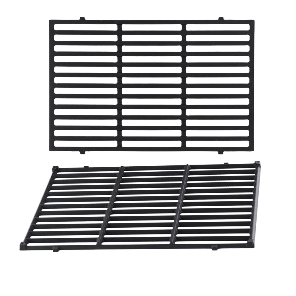 Oklagarden front view of cast iron grates showing full cooking surface and fit