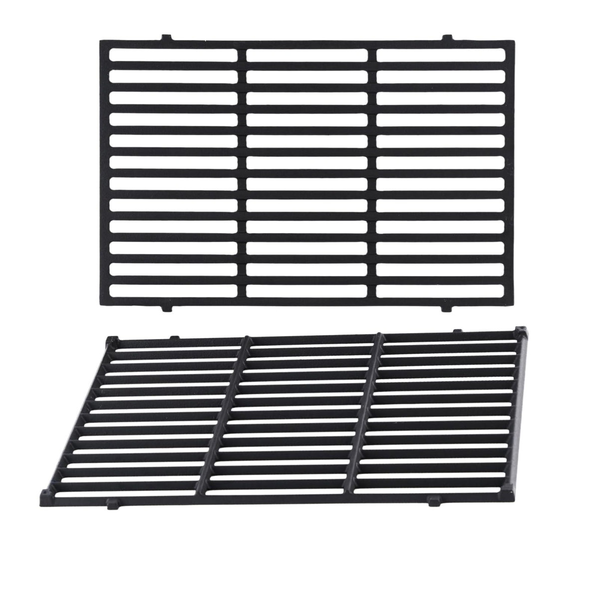 Oklagarden front view of cast iron grates showing full cooking surface and fit