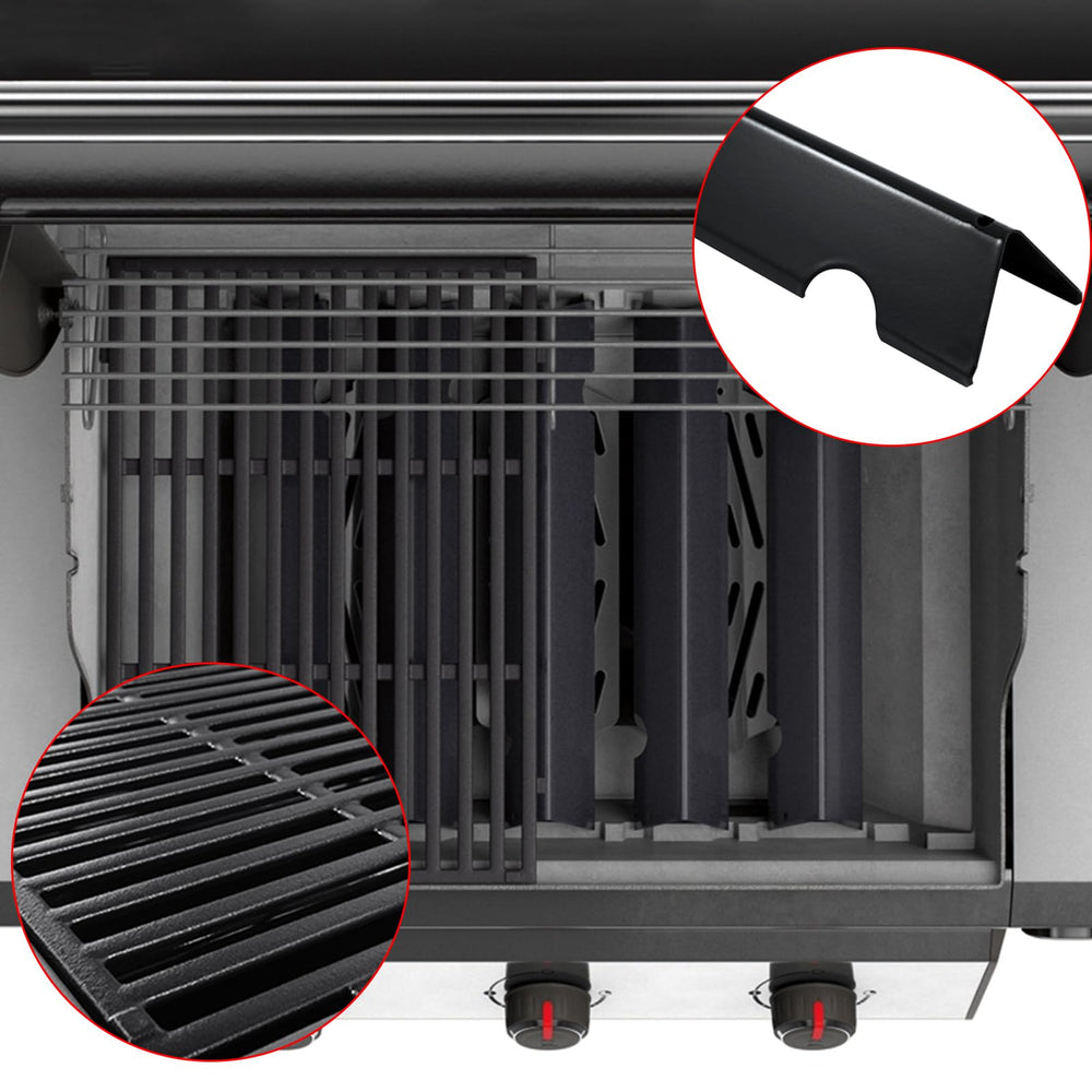 Oklagarden grates installed inside Weber Genesis II grill highlighting direct fit and easy swap