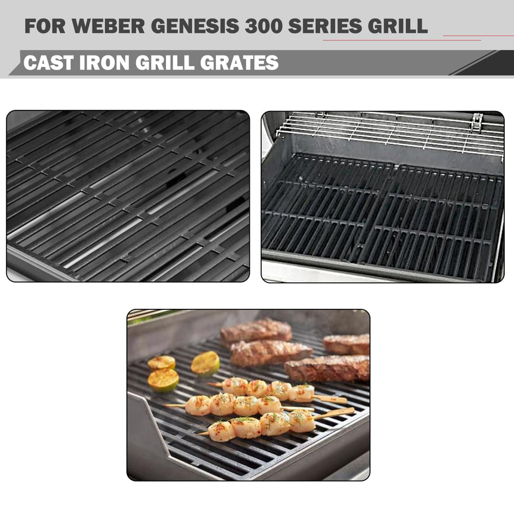 Oklagarden grates installed on a Weber Genesis demonstrating correct fit