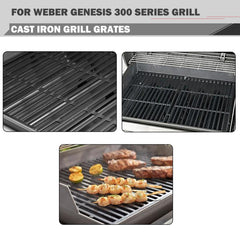 Oklagarden grates installed on a Weber Genesis demonstrating correct fit