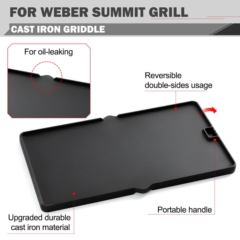 Oklagarden griddle installed in Weber Summit grill delivering full flat-top cooking