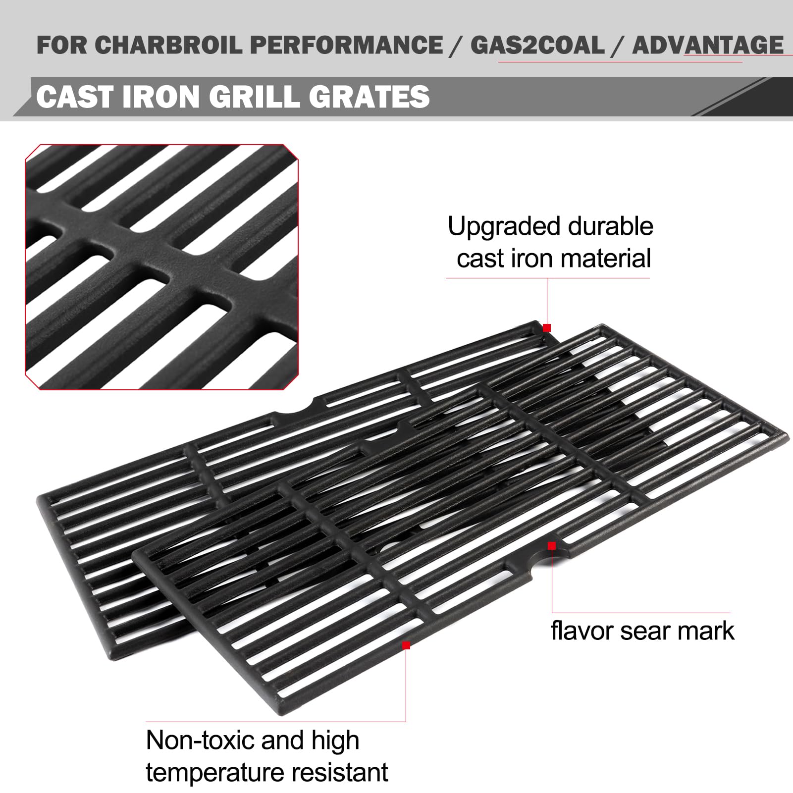 Oklagarden grates installed in a Char-Broil grill demonstrating correct fit and even heat