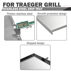 Oklagarden drip tray installed in Traeger grill for correct fit and stability