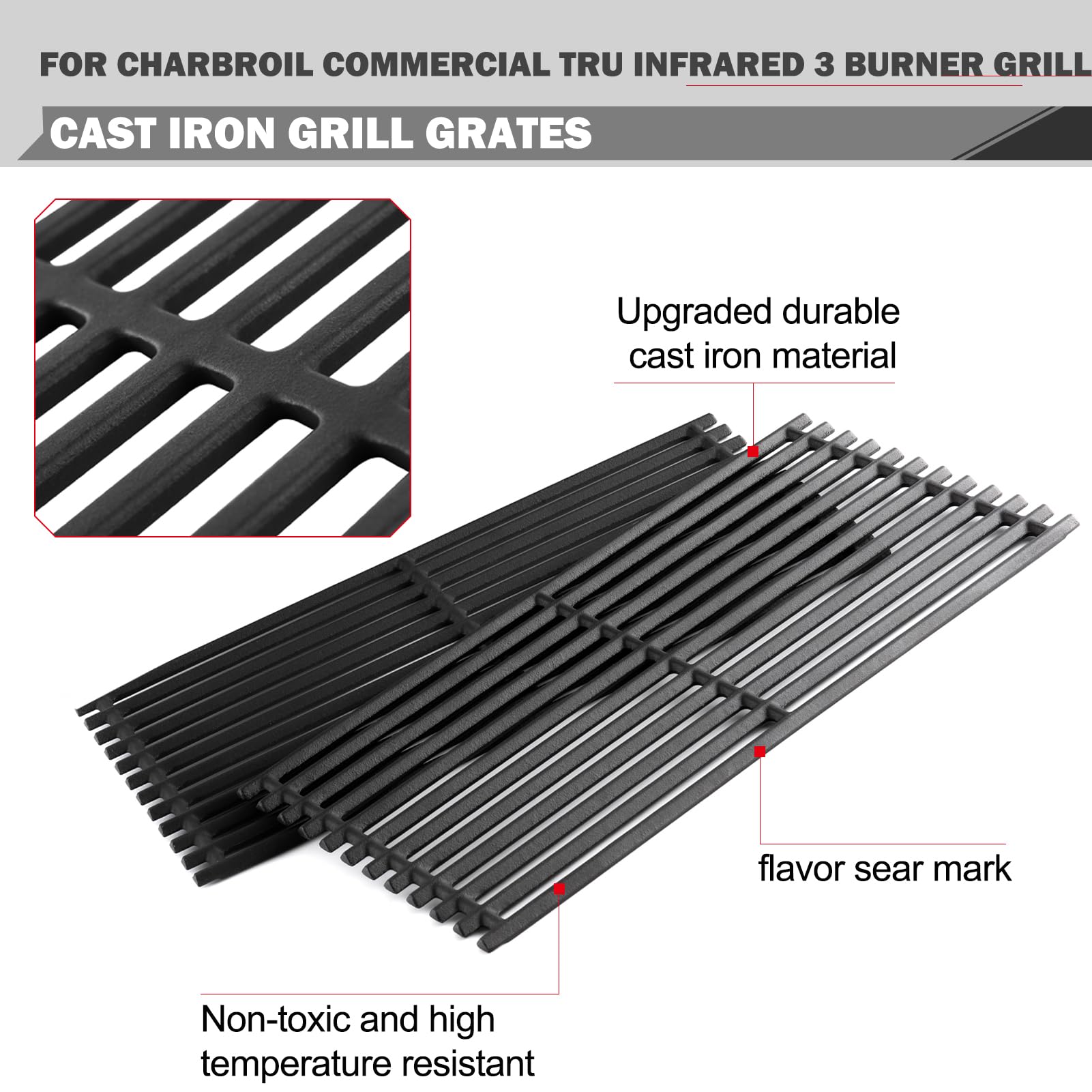 Oklagarden grates installed in Char-Broil grill showing even heat distribution
