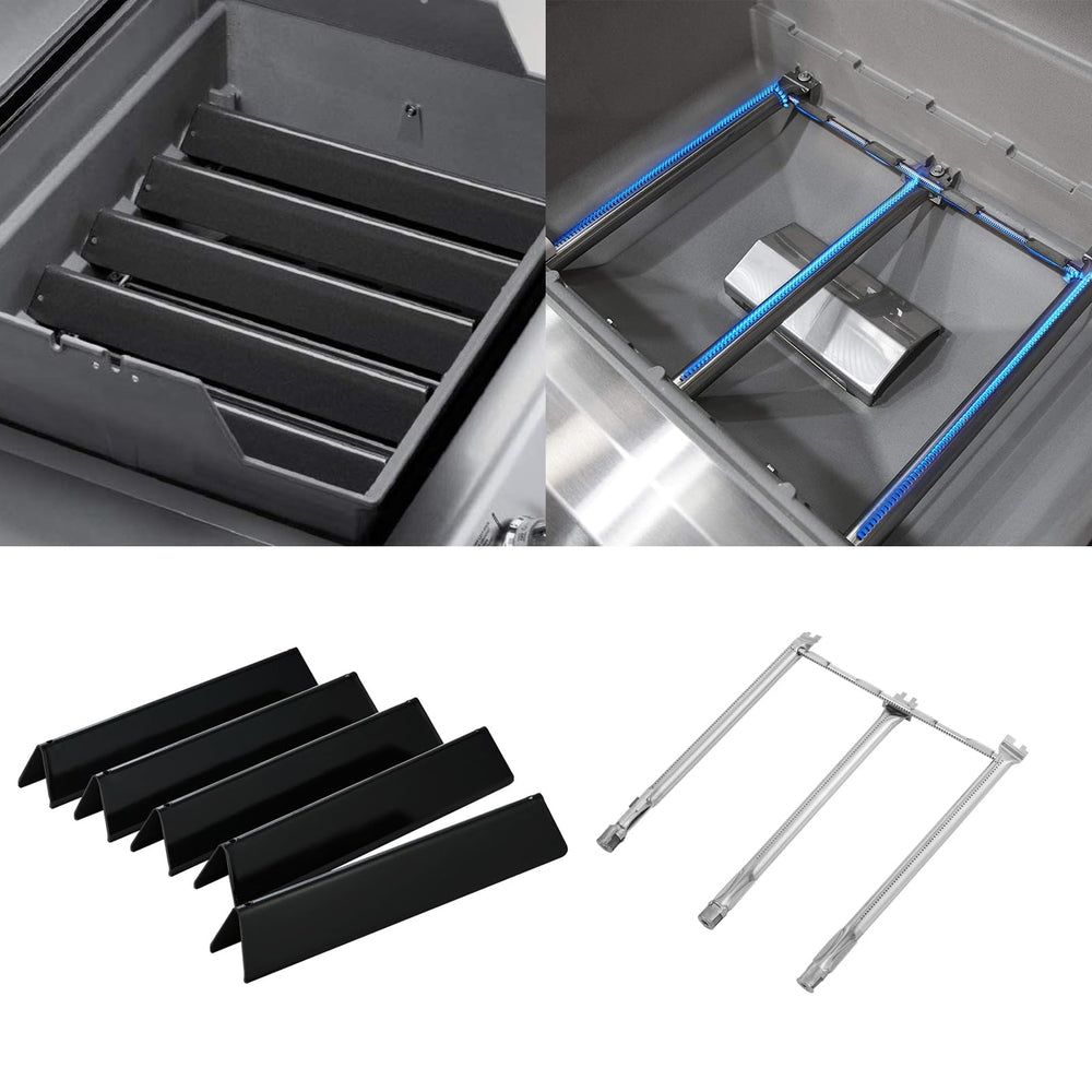 Oklagarden flavorizer bars installed in grill, reducing flare‑ups and enhancing smoky flavor