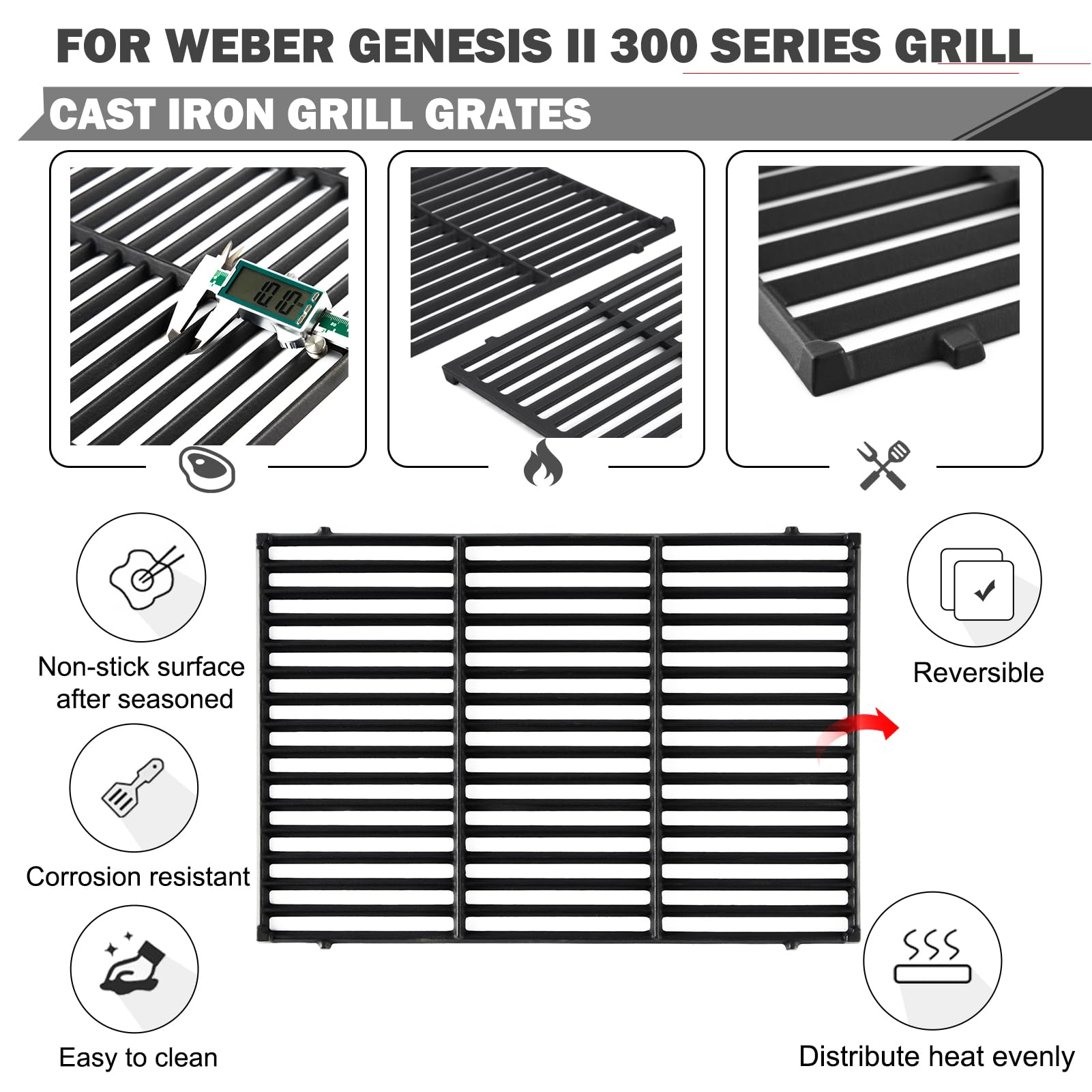 Oklagarden grates installed in a Genesis II grill showing correct fit