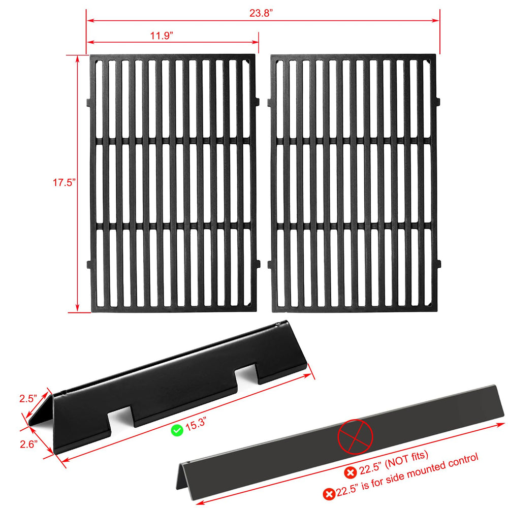 packaging layout of Oklagarden parts including grates and five flavorizer bars for clarity