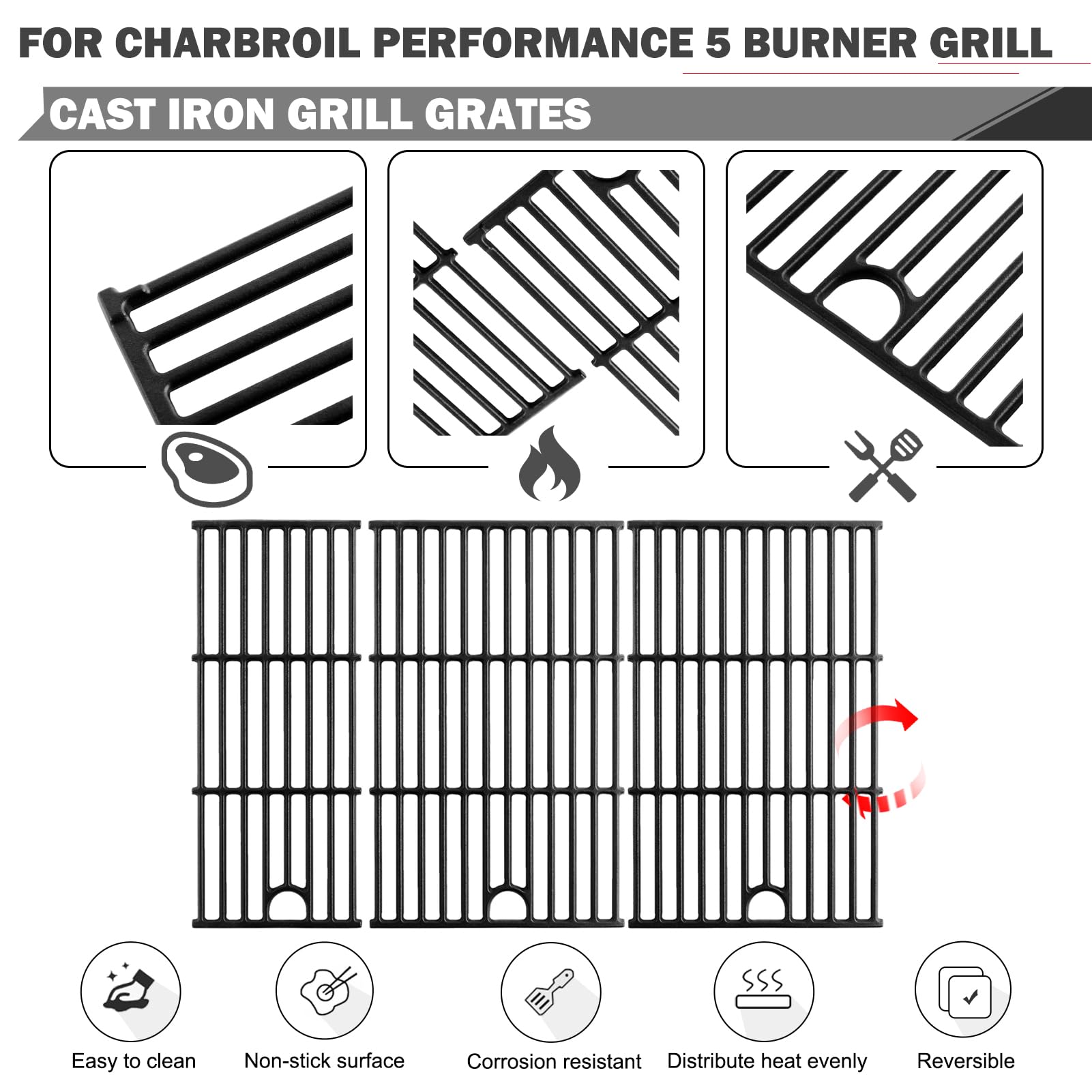 Oklagarden grates producing clear sear marks on steak for restaurant finish