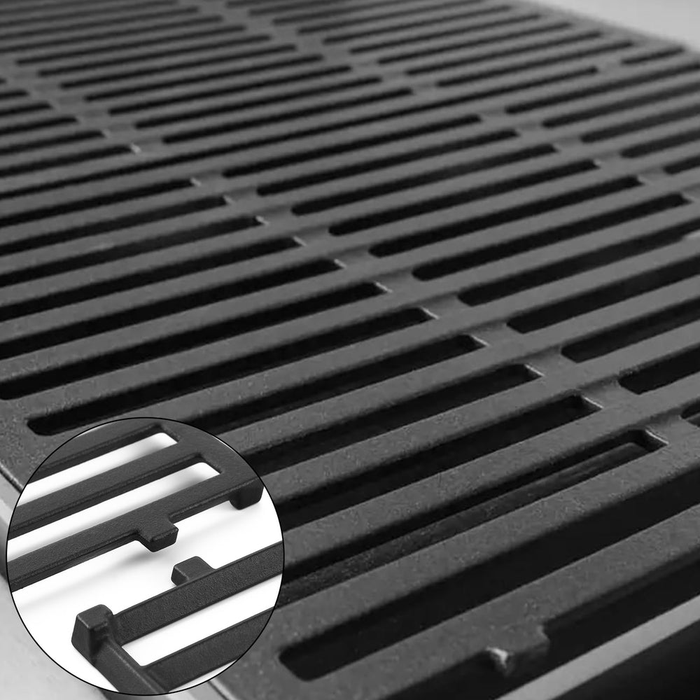 seasoned Oklagarden grates with seared steak showing superior sear marks