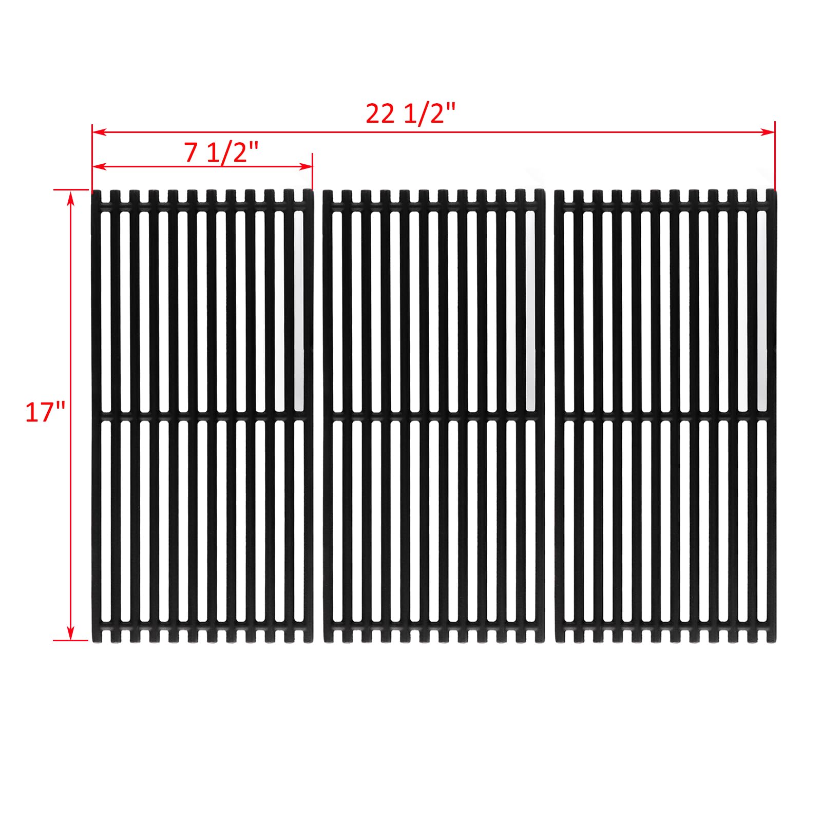 Oklagarden grates beside ruler showing exact 17 by 7.5 inch dimensions