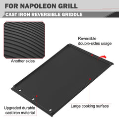 Oklagarden griddle next to ruler illustrating the 17 3/4 by 13 inch size and fit benefit