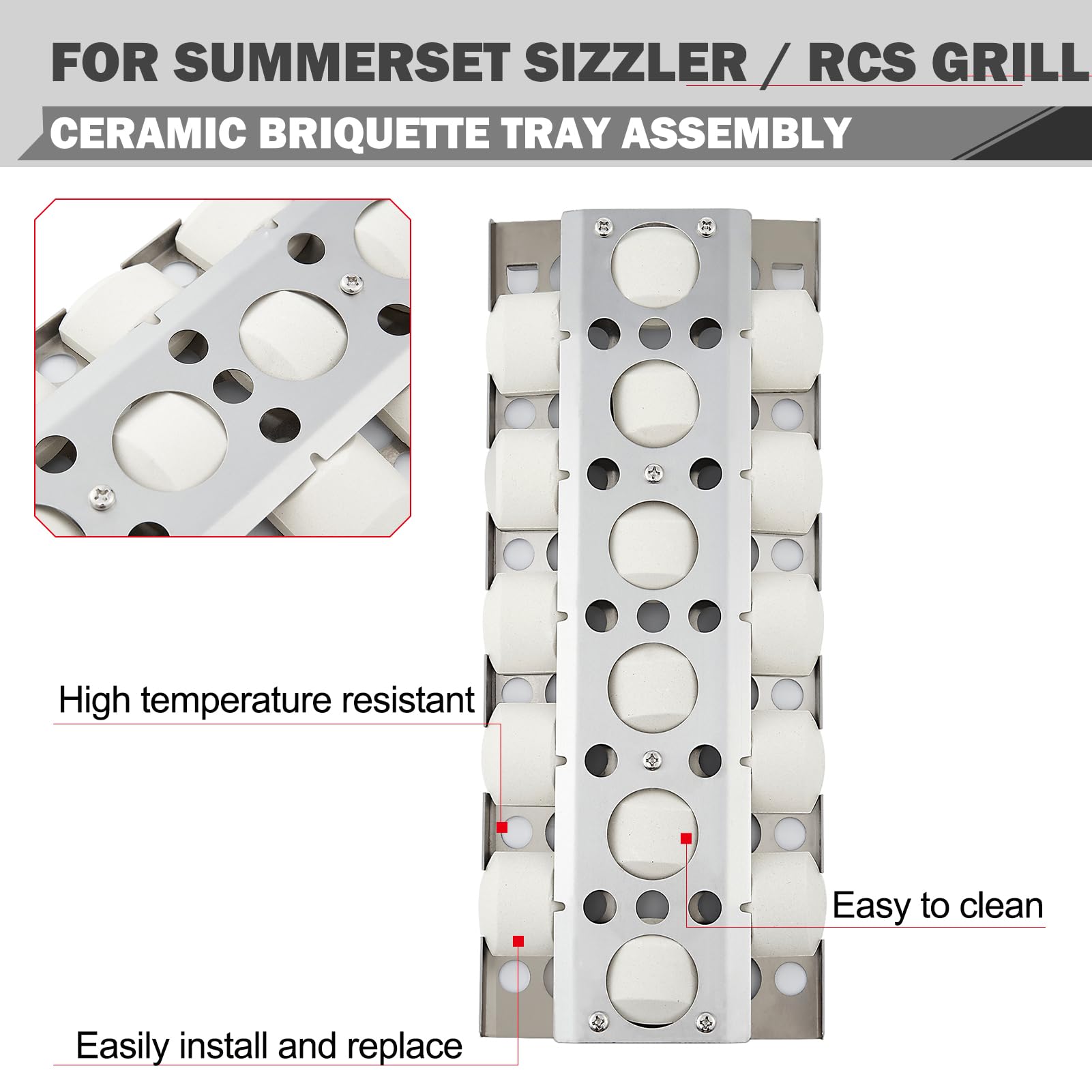 Oklagarden detail of removable stainless bottom tray capturing drips for safer grilling