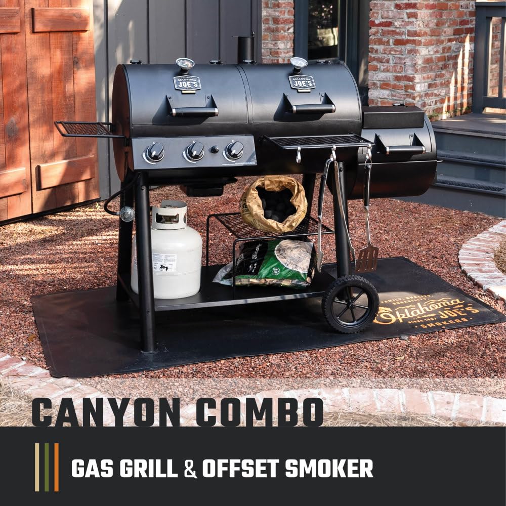 Oklahoma Joe's side profile highlighting dual-fuel layout for versatile cooking