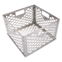 Oklahoma Joe's front view of basket showing square stainless design for even burning
