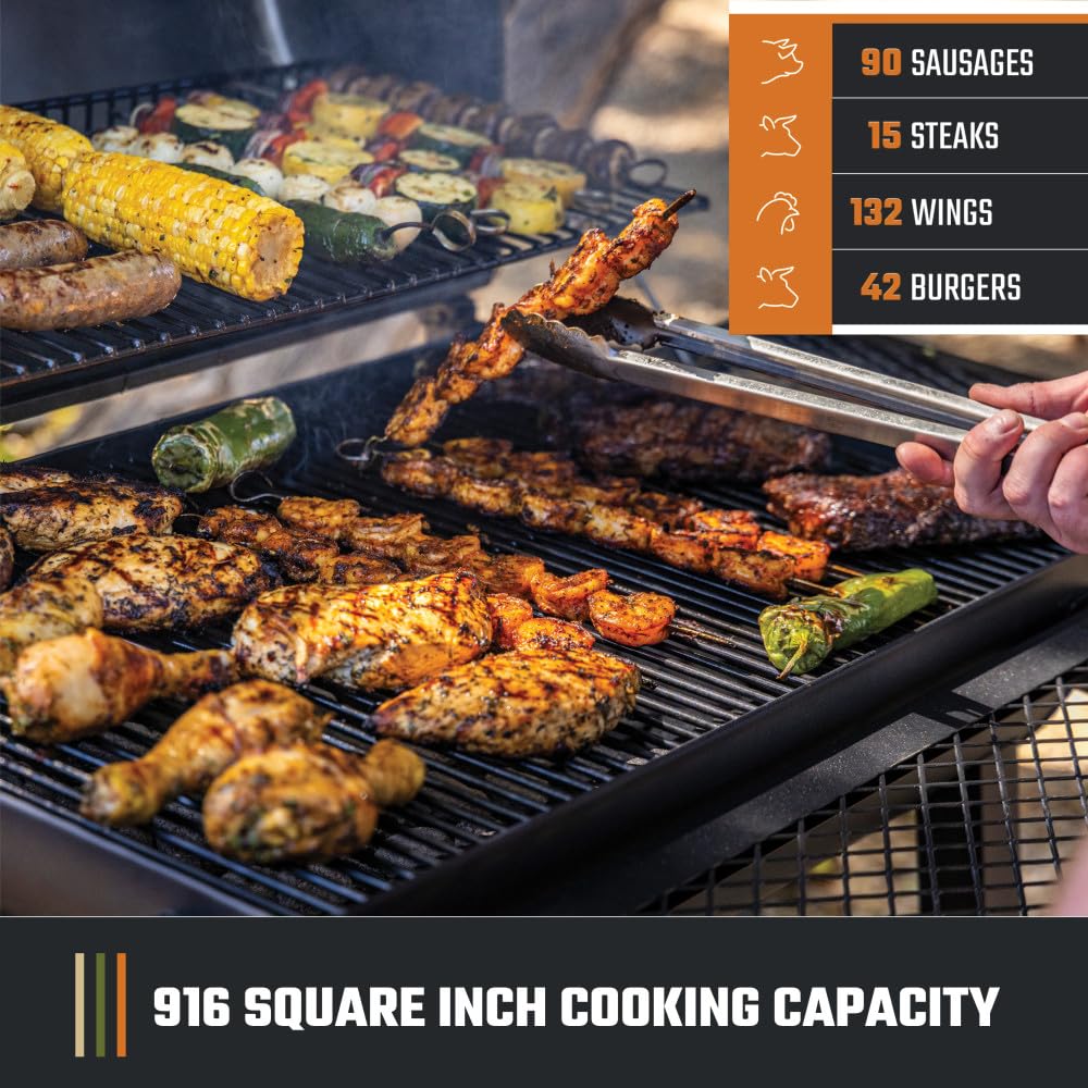 Oklahoma Joe's porcelain-coated grate close-up showing durable cooking surface benefit