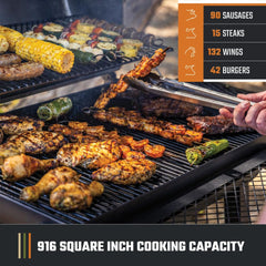 Oklahoma Joe's porcelain-coated grate close-up showing durable cooking surface benefit