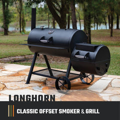 Oklahoma Joe's firebox close-up enabling easy fuel addition