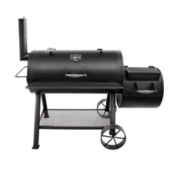 Oklahoma Joe's Longhorn front view showing smoker and grill benefits